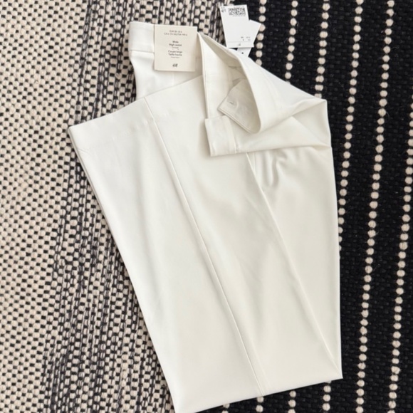 H&M Wide Leg High Waist Dress Pants White Size 6 New With Tags - Picture 2 of 6